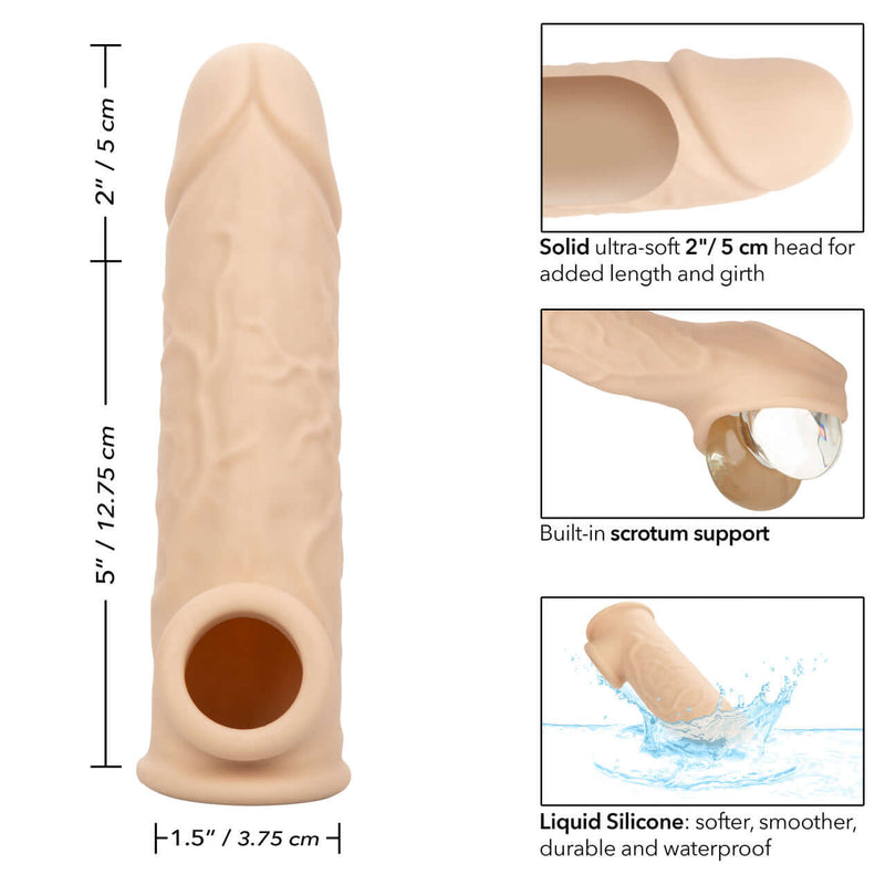 Performance Maxx Life-Like Penis Extension 7 inches with scrotum support and waterproof liquid silicone design.