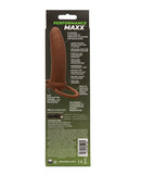 Performance Maxx Rechargeable Thick Dual Penetrator Brown packaging showcasing features and functions.