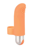 Intimate Play Rechargeable Finger Tickler Vibrator in soft vanilla color with nubbed tip and removable bullet.