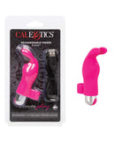 Packaging and product view of the Intimate Play Rechargeable Finger Bunny Vibrator by California Exotic Novelties.