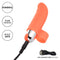 Intimate Play Rechargeable Finger Tickler in vibrant orange with USB charging cord, powerful and body-safe design.