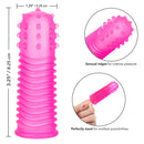 Intimate Play Finger Tingler Pink close-up showing sensual ridges and flexible design for enhanced pleasure.
