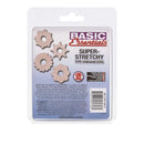 Basic Essentials TPR Enhancers 4 Pack Clear Rings in packaging with super stretchy design for enhanced performance.