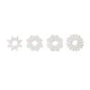 Basic Essentials TPR Enhancers 4 Pack Clear Rings displayed in various shapes for enhanced intimacy.