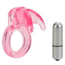 Triple Clit Flicker Ring Pink beside a vibrating bullet for enhanced pleasure and stimulation.