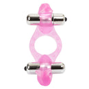 Triple Orgasm Vibrating Cock Ring in pink with removable vibration features for enhanced pleasure.