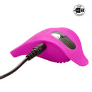 Silicone Rechargeable Teasing Enhancer Cock Ring Pink with USB charging cable for enhanced pleasure.