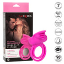 Rechargeable Dual Clit Flicker Enhancer Pink packaging with couple, showcasing its features and design.
