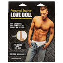 California Exotics Personal Trainer Male Love Doll packaging featuring a muscular male figure with detailed features.
