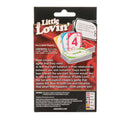 Back of A Little Lovin The Adult Game packaging displaying card details and game description.