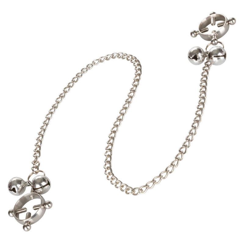 Silver Nipple Grips 4-Point Nipple Press with Bells, adjustable pressure for enhanced nipple play.