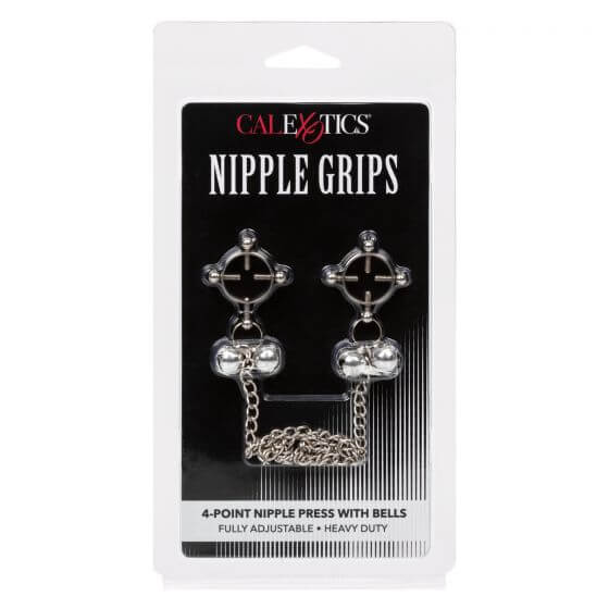 Nipple Grips 4-Point Nipple Press with Bells by California Exotic, fully adjustable and heavy duty for enhanced pleasure.