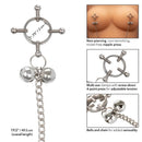Nipple Grips 4-Point Nipple Press with Bells in silver, adjustable tension for enhanced pleasure and fun in intimate play.