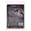 Nipple Play Nipplettes Vibrating Nipple Clamps Black packaging featuring designer clamps and features.
