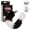 Running Wild Black and White Tail Butt Plug with 14.5” tail, sleek metallic probe, and packaging from California Exotic Novelties.