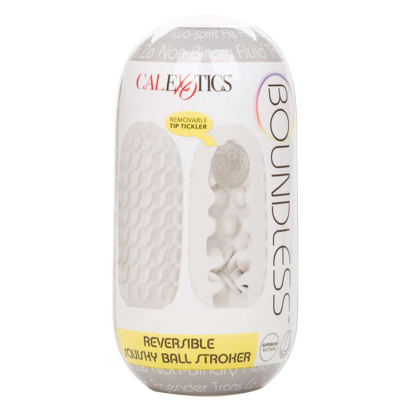Boundless Reversible Squishy Ball Stroker Smoke with removable tip tickler from California Exotic Novelties.