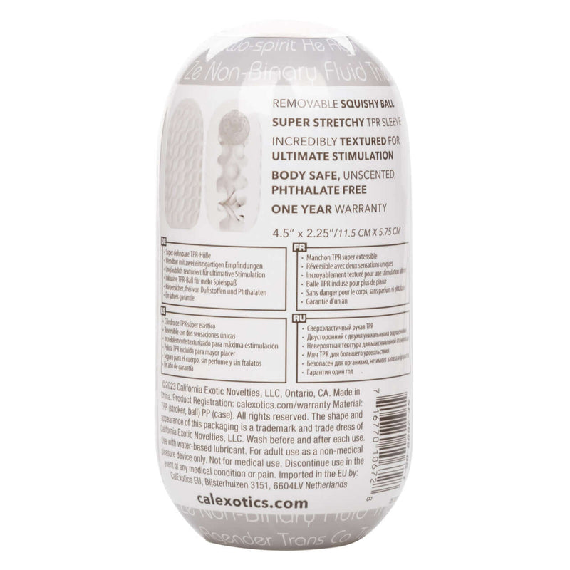 Boundless Reversible Squishy Ball Stroker Smoke, featuring removable sleeve and textured design for enhanced stimulation.