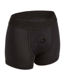 Black Boundless Boxer Brief Harness with reinforced O-ring and wide waistband for comfort and versatile play.