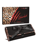 Unleashed Surrender Bondage Set Animal Print in a stylish travel case for bondage and sensory play.