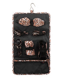 Unleashed Surrender Bondage Set Animal Print displayed in a travel-ready kit featuring restraints and sensory play items.