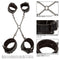 Euphoria Collection Hog Tie in black with adjustable cuffs and sturdy connector for bondage play.