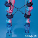 Euphoria Collection Hog Tie with adjustable cuffs and sturdy connectors for enhanced bondage play, styled with clear heels.