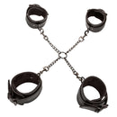 Euphoria Collection Hog Tie in black with adjustable cuffs and sturdy connector for bondage play.