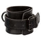 Black leather cuff from the Euphoria Collection Hog Tie, featuring buckle and adjustable design for bondage play.