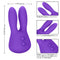 Mini Marvels Marvelous Bunny Purple Vibrator dimensions and features showcasing silicone material, dual motors, and rechargeable design