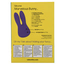 Back of Mini Marvels Marvelous Bunny Purple Vibrator packaging with key features detailed