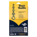 Naughty Bits Butt Balls Silicone Booty Beads packaging featuring tapered design and easy retrieval loop.