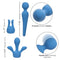 Blue Couture Collection Body Wand Kit with flexible neck, 10 vibration speeds, and interchangeable attachments for full body massage.