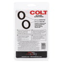 Colt Silicone Super Rings Black packaging showcasing two silicone rings, highlighting their size and features.