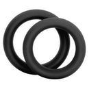 Colt Silicone Super Rings Black, a set of two super-sized, stretchy erection enhancers in sleek black silicone.