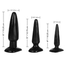 Colt Anal Trainer Kit 3 Graduated Butt Plugs with size measurements for each plug displayed.