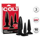 Colt Anal Trainer Kit 3 Graduated Butt Plugs - 3 piece set of tapered black butt plugs for anal play.