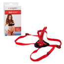 Red Rider Strap-on Set Harness with red straps and dildo, designed for comfort and G-spot stimulation.