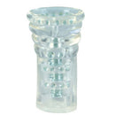 Sue Johanson Head Honcho Stroker, a clear palm-filling masturbator designed for powerful suction and realistic sensation.