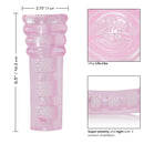 Sue Johanson Super Head Honcho Stroker showing dimensions and ultra life-like design with suction chambers.