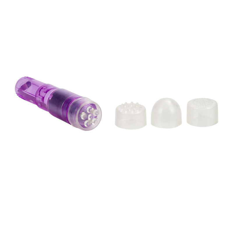 Dr. Laura Berman Athena Waterproof Mini Massager with interchangeable heads for intimate pleasure and travel-sized convenience.