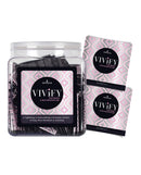 Vivify Tightening and Rejuvenation Gel Tub of 100 Packets with single-use gel packets displayed.