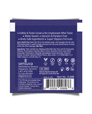 Handipop Hand Job Massage Gel Packet 6 ml Blueberry Muffin packaging, highlighting its edible and body-safe ingredients.