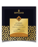 Sensuva Hybrid Personal Moisturizer 6 ml Salted Caramel single-use packet with a luxurious design.