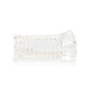 Basic Essentials Tight Pussy Stroker Bulk, a clear, stretchy male masturbator with ribbed interior for intense stimulation.