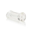 Basic Essentials Tight Pussy Stroker Bulk, clear soft male masturbator with ribbed interior for intense pleasure.
