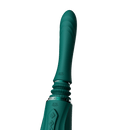 ZALO Sesh Compact Sex Machine Turquoise Green with PowerThrust technology, featuring replaceable vibrating massage sticks.