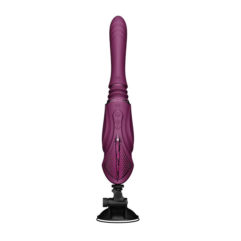 ZALO Sesh Compact Sex Machine in Velvet Purple with PowerThrust technology, front view showcasing sleek design and suction base.