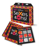 Colorful packaging of Sexes & Oohs Scratch Off Game featuring playful design and game board for couples.