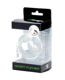 Sport Fucker Skater Boyz Cock Ring Ball Stretcher Clear packaging with transparent design and product details.