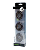 Sport Fucker Chubby Cockring Pack of 3 Smoke in a sleek package, showcasing three stretchy rings in a smoke tone.